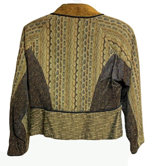 Vtg Treadle Design Room Shade of Brown Multi Tapestry Zip Jacket - Picture 3 of 10